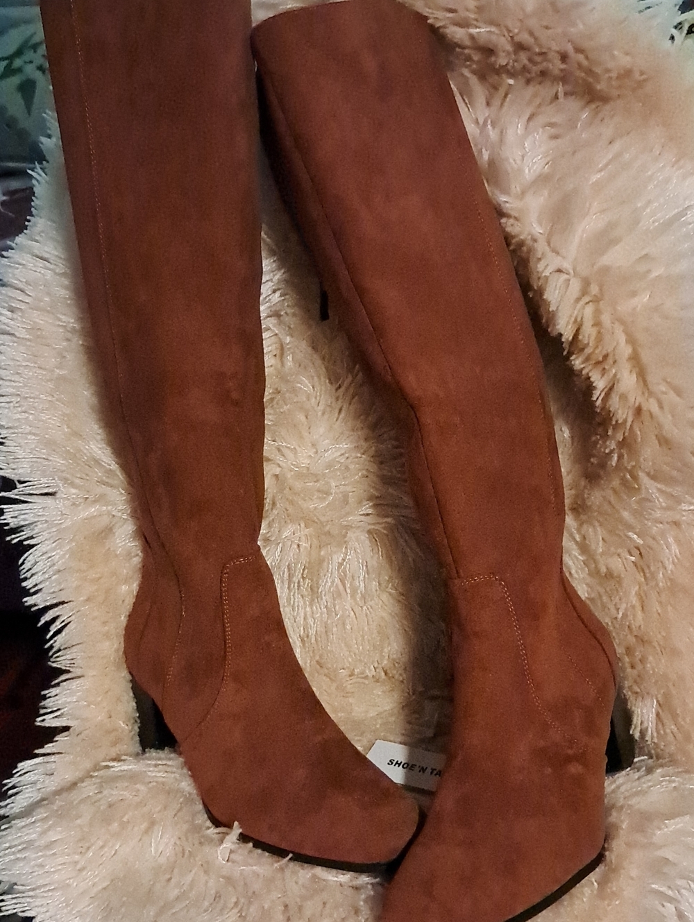 Shoe'N Tale Platform  Dark Brown Suede Knee High Boots for Women NWT Size 8.5